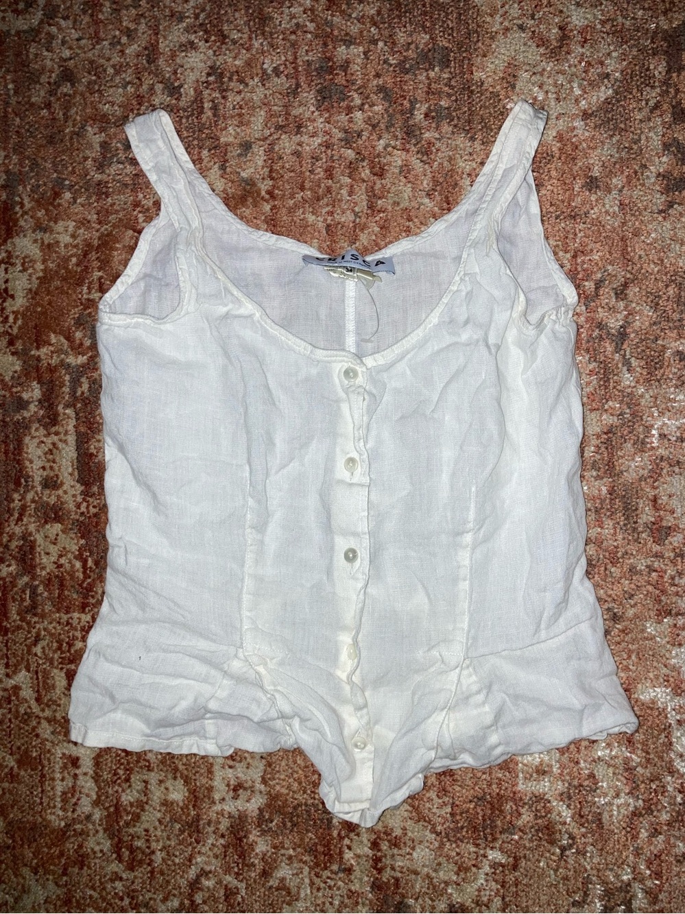 Vintage CRISCA West Germany Linen Blend Peplum Tank Top 80s Boho